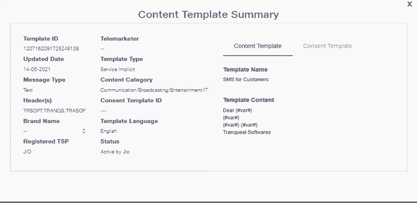 content template summary